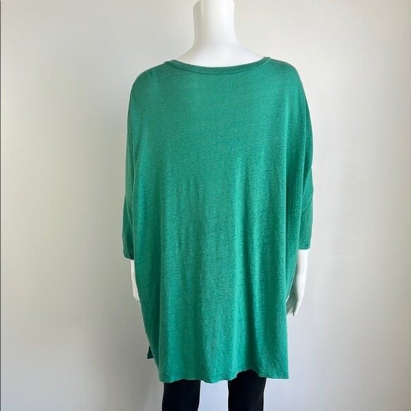 Eileen Fisher Deep V-Neck Linen Top in Green - XS - Picture 3 of 6